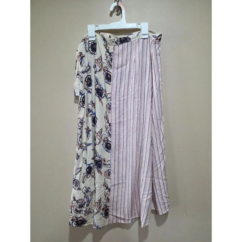 Crimson Grace Floral Wrap Midi Skirt Tie Waist Boho Cottagecore Size Medium